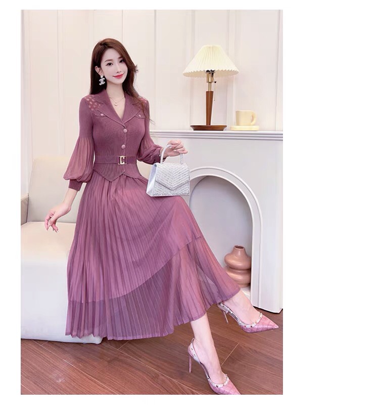 ĐẦM DẬP LY CỔ VEST TAY PHỒNG D136